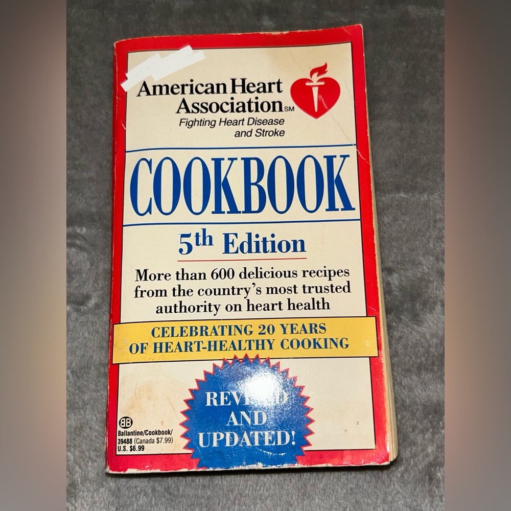 1991 American Heart Association Cookbook, 5th Edition, Vintage Paperback